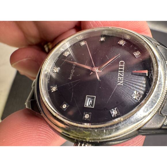 Citizen Eco-Drive Corso Diamond Accent Date Gunmetal Watch 37MM E111-R020728 main image 9